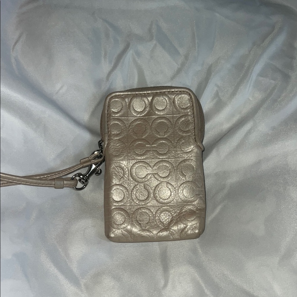Chic Metallic Wristlet with Embossed Design